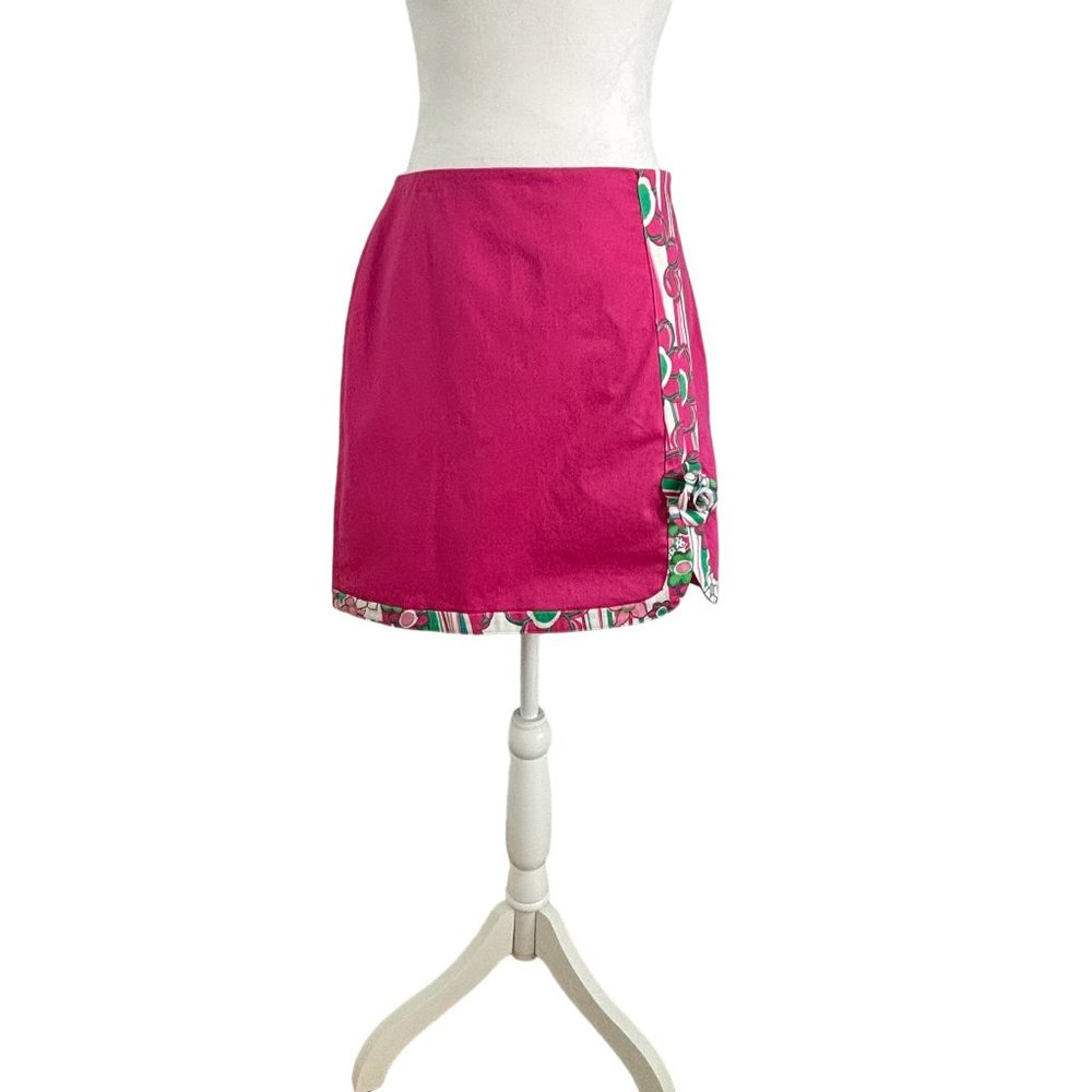 Pink Skort with Floral Side Fabric and attached matching Fabric Floral Flower